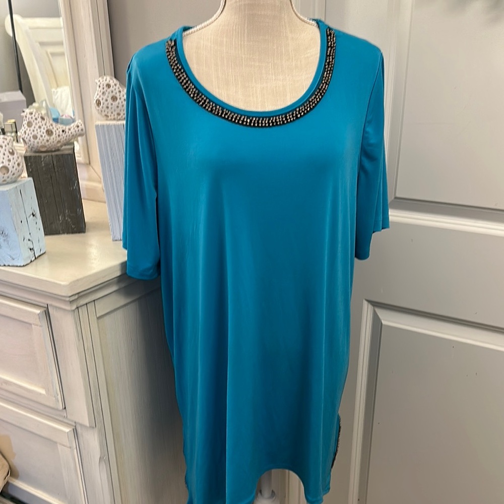Maggie Brooks Size 1X Elegant Blue Women's Top